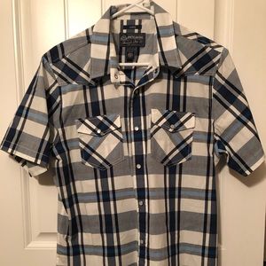 American Rag Men’s Short Sleeve Blue/ Black Plaid